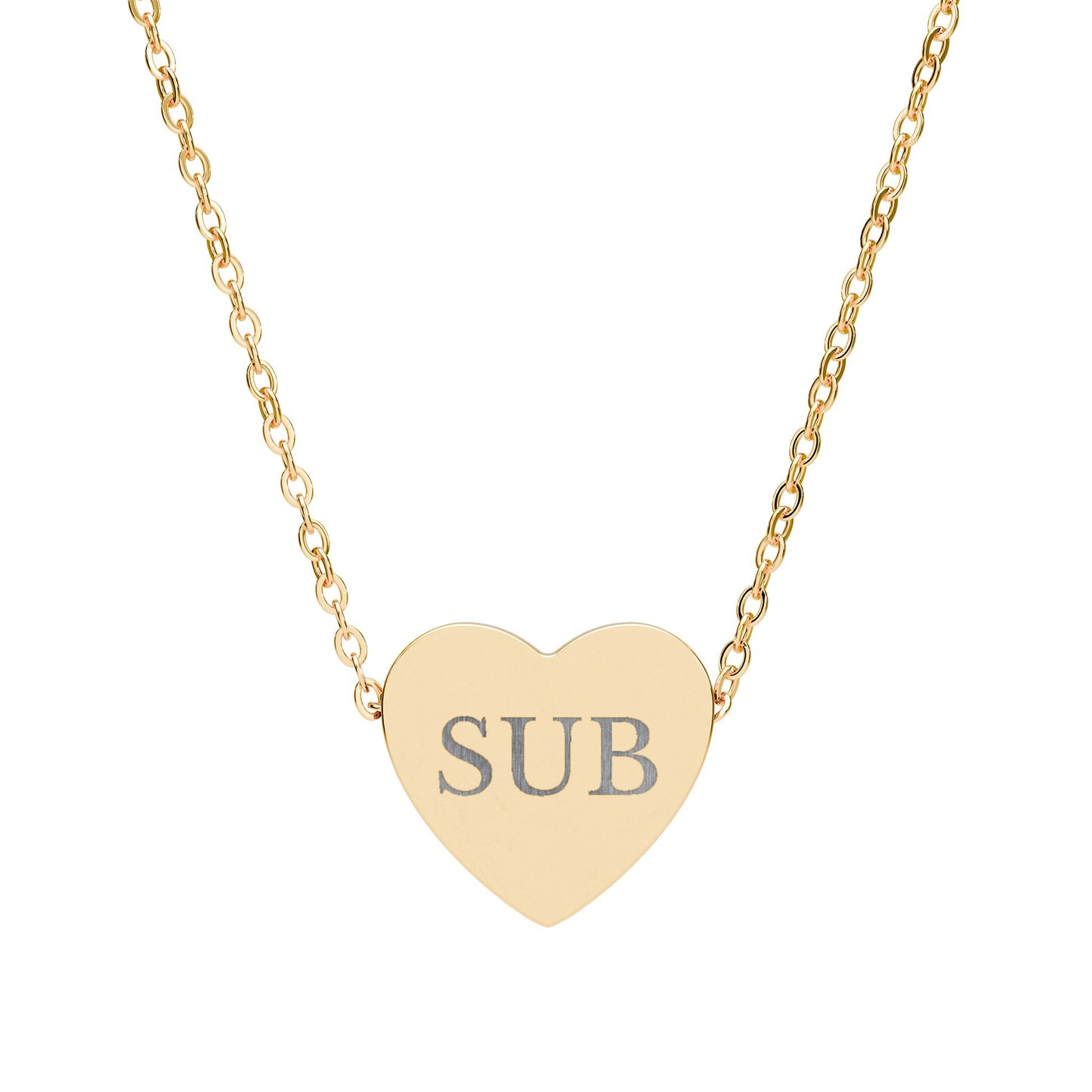 Engravable Heart Necklace — Personalized Initials Pendant (e.g., "SUB")