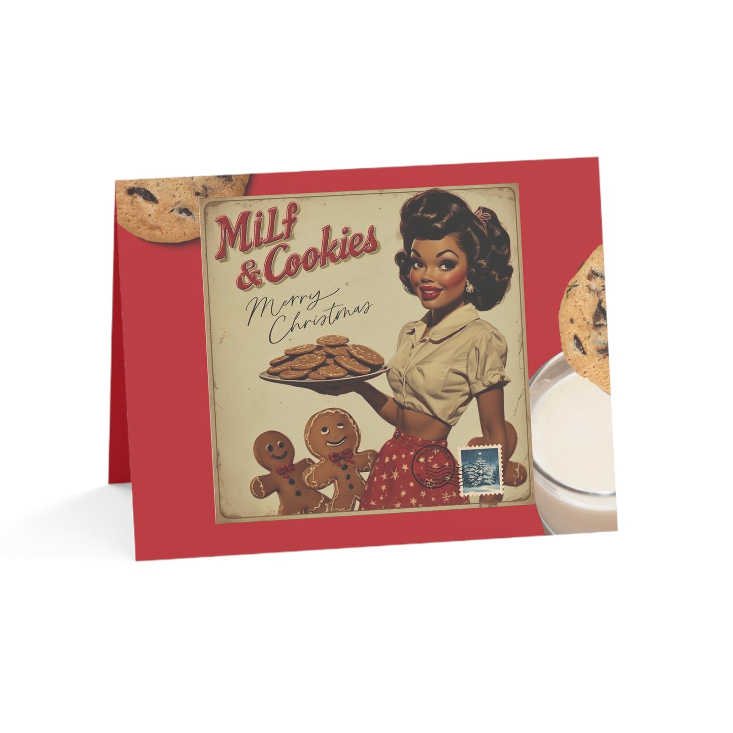 Retro 'Milf & Cookies' Holiday Greeting Card – Funny Vintage Christmas Card