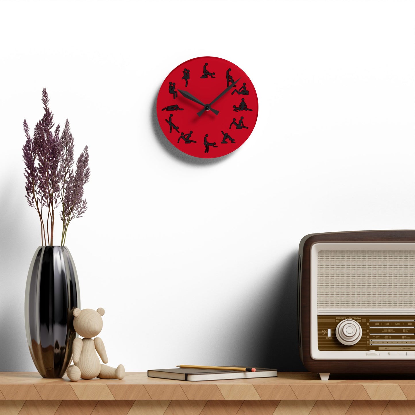 Positions Acrylic Wall Clock (Red)