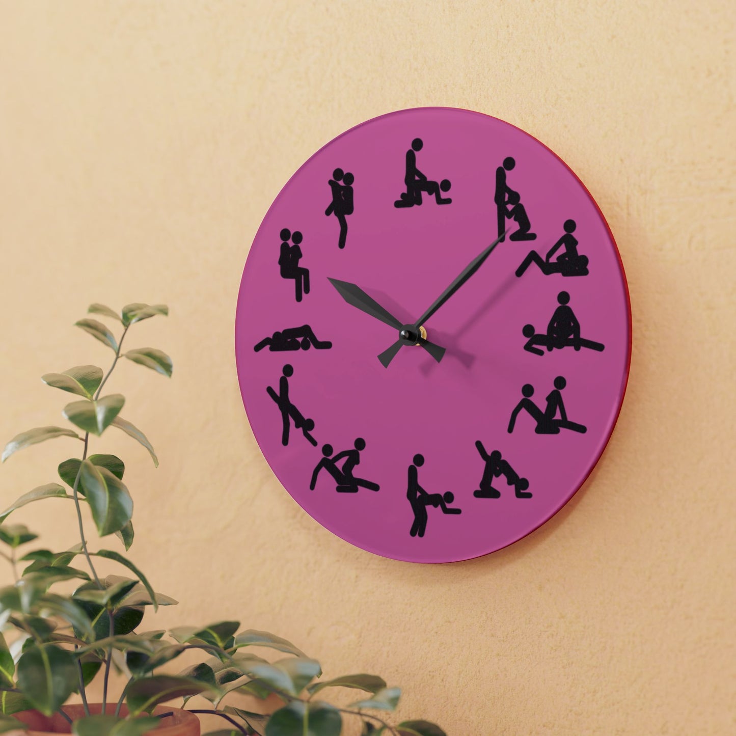 Positions Acrylic Wall Clock (Pink)