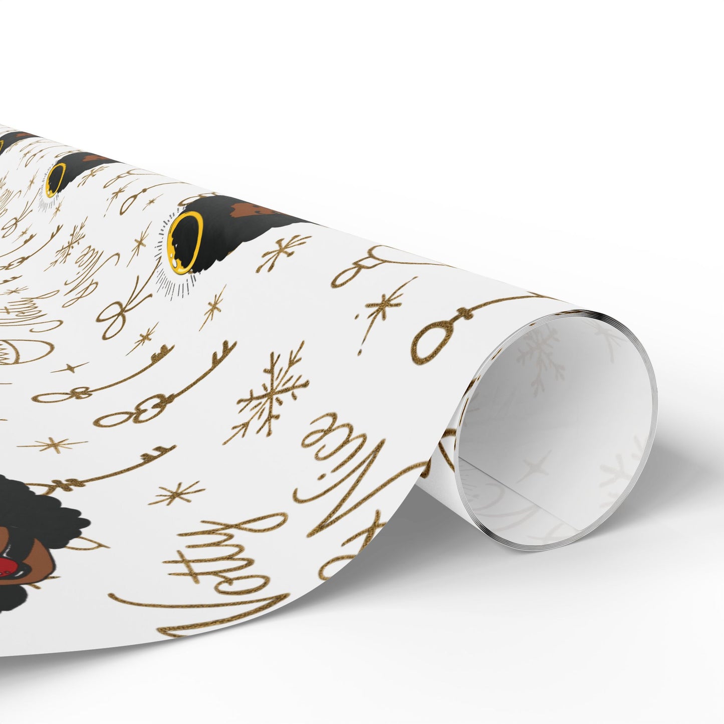 Holiday White & Gold Wrapping Paper — 'Notty & Nice' Festive Gift Wrap