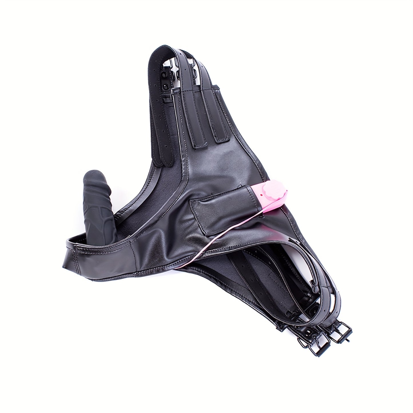 Faux Leather Panties with Silicone Dildo