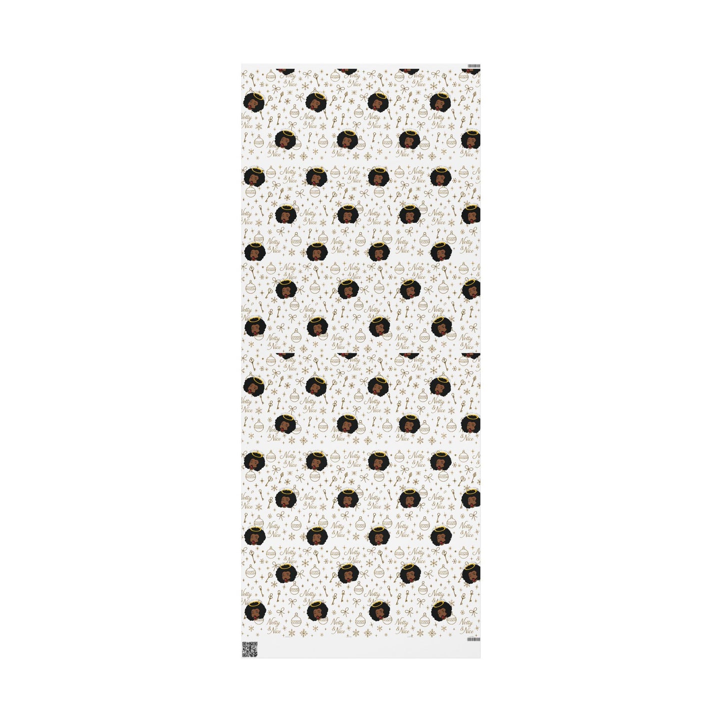 Holiday White & Gold Wrapping Paper — 'Notty & Nice' Festive Gift Wrap