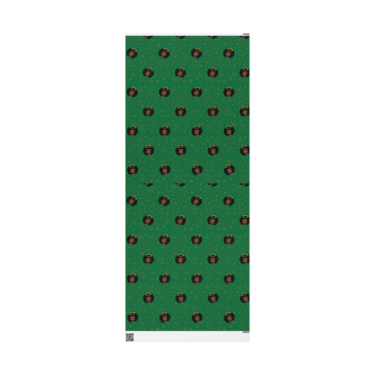 Holiday Green & Gold Wrapping Paper — 'Notty & Nice' Festive Gift Wrap