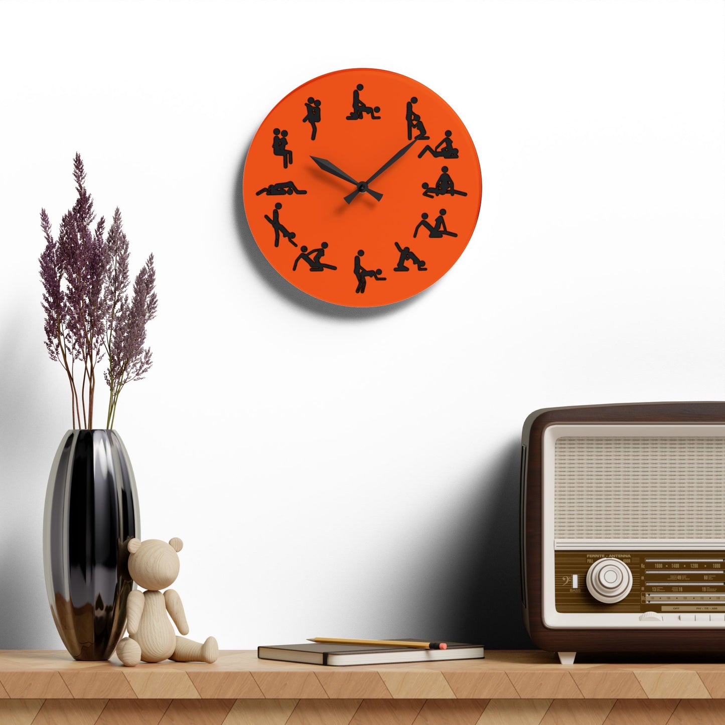 Positions Acrylic Wall Clock (Orange)