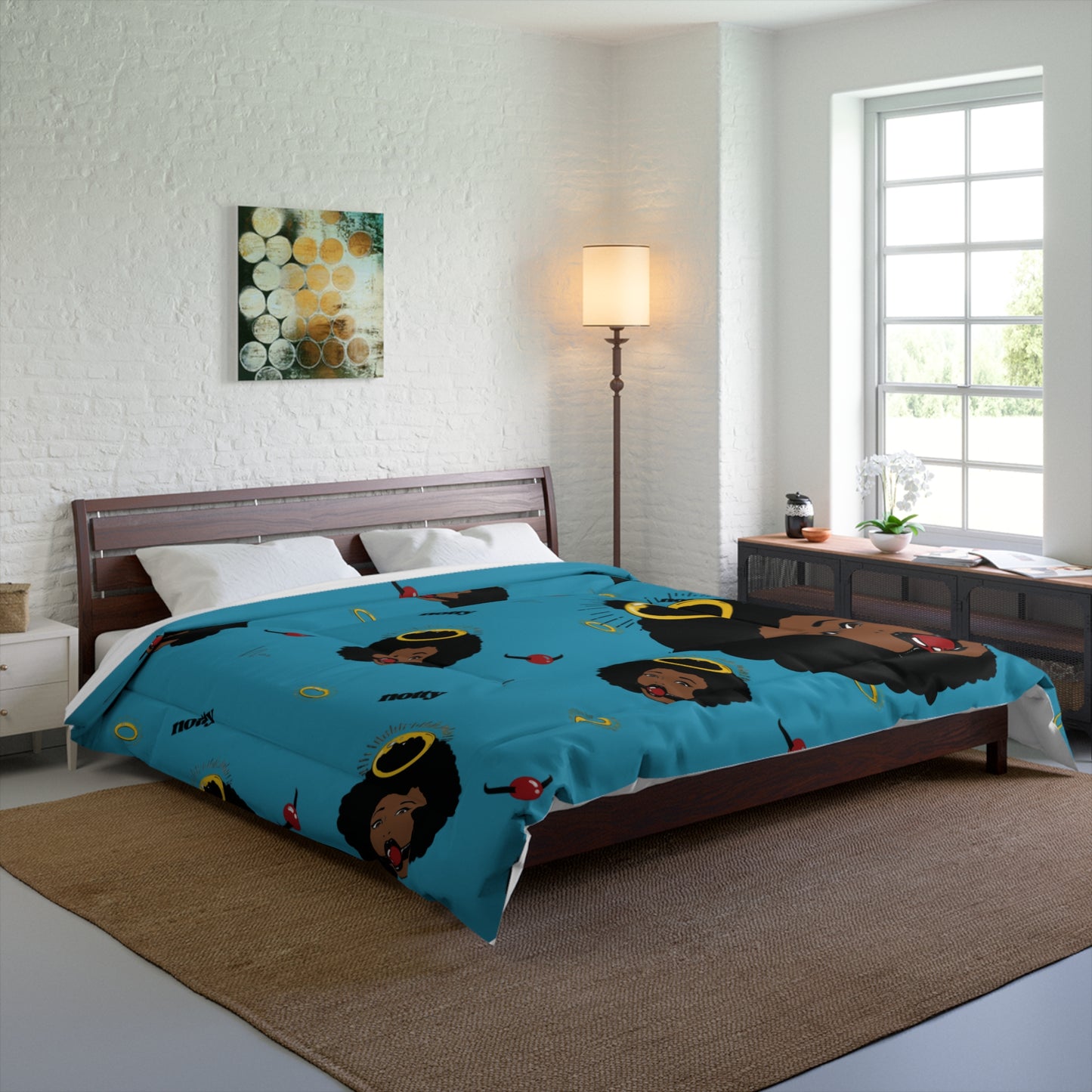 Logo Cozy Boho Comforter (Blue)