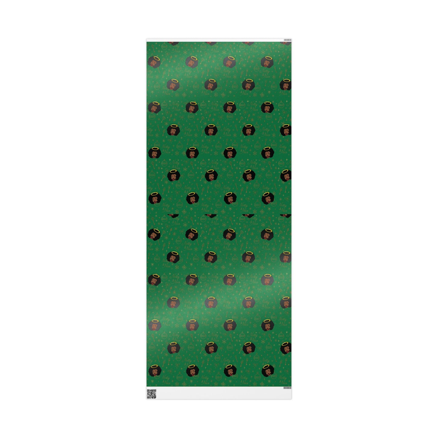 Holiday Green & Gold Wrapping Paper — 'Notty & Nice' Festive Gift Wrap
