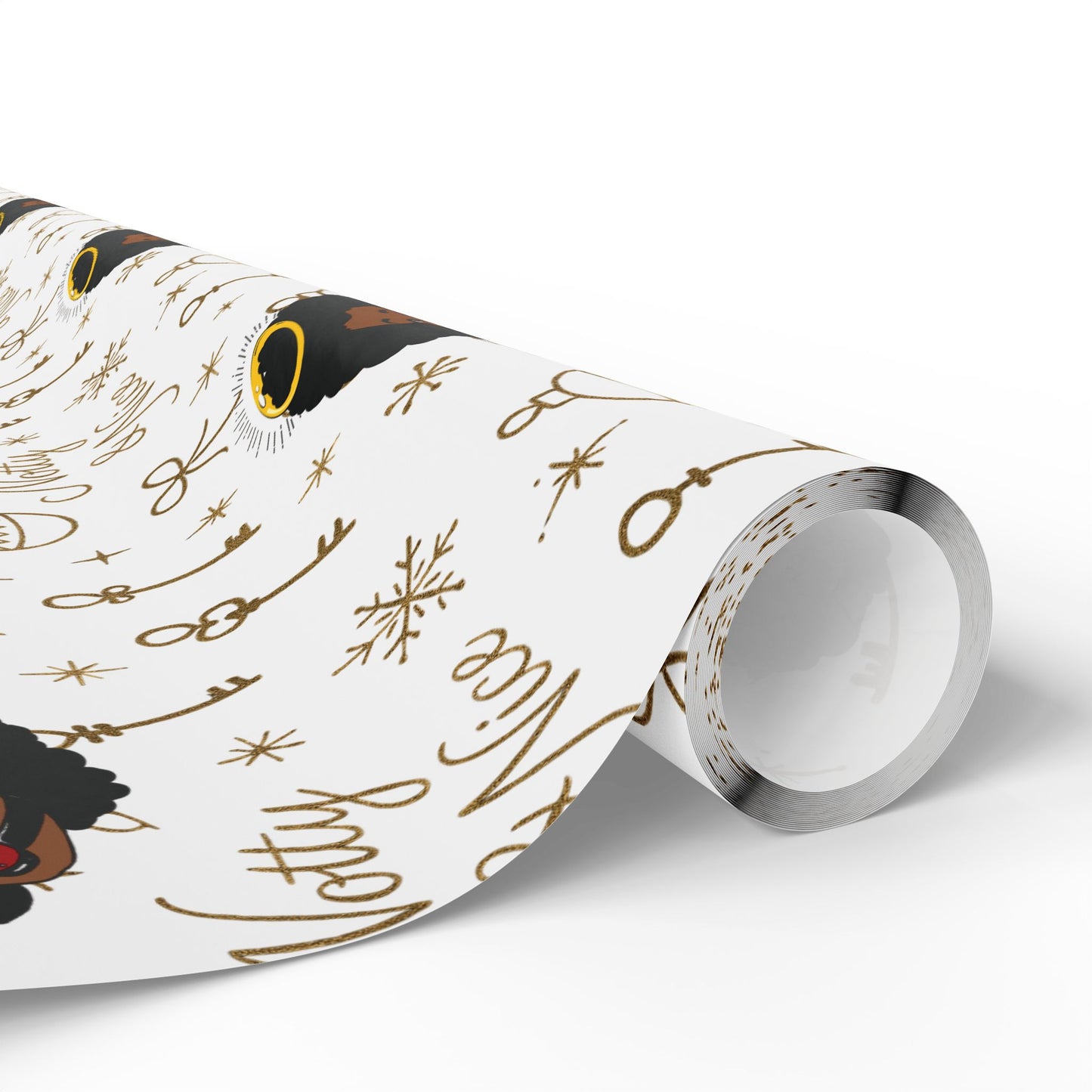 Holiday White & Gold Wrapping Paper — 'Notty & Nice' Festive Gift Wrap