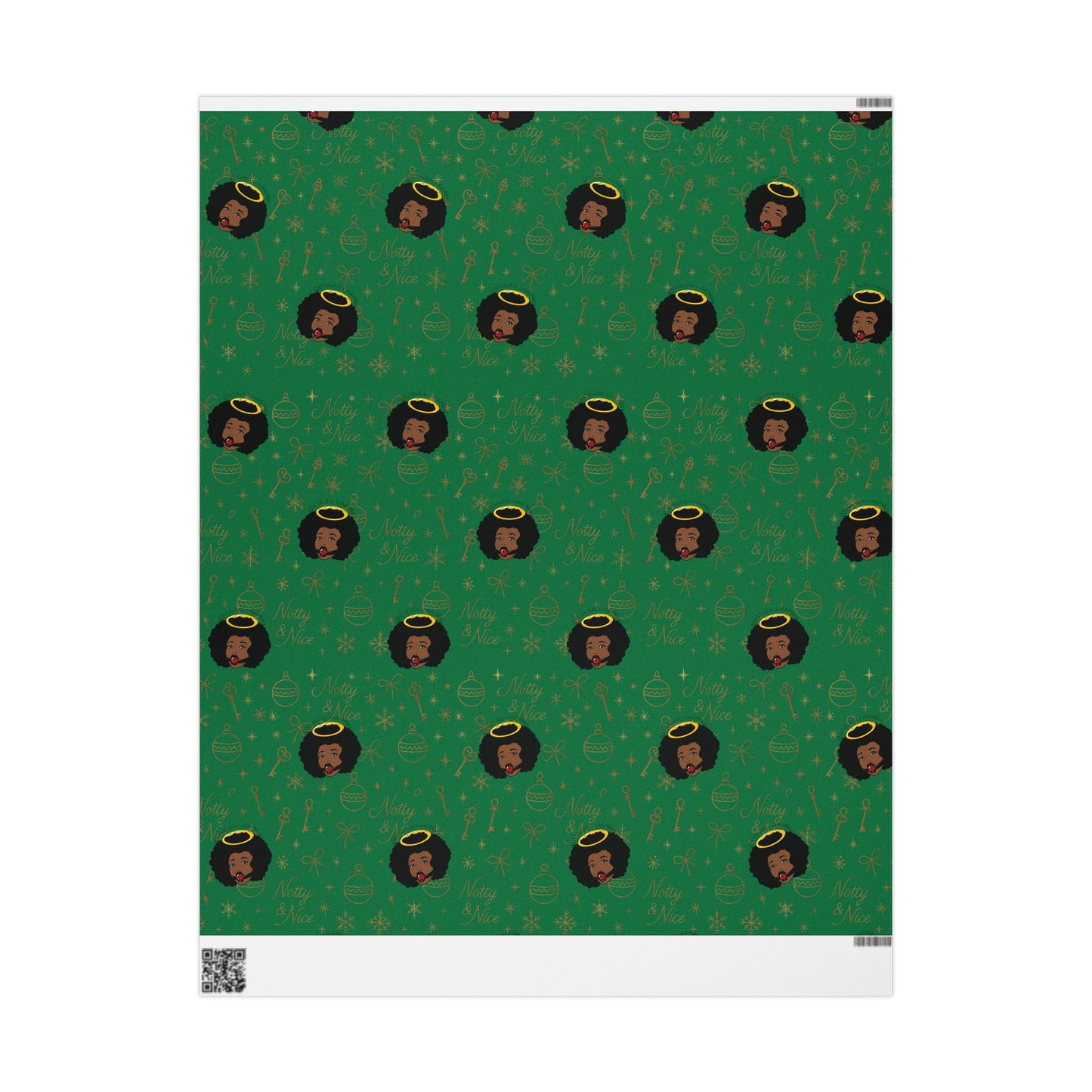 Holiday Green & Gold Wrapping Paper — 'Notty & Nice' Festive Gift Wrap