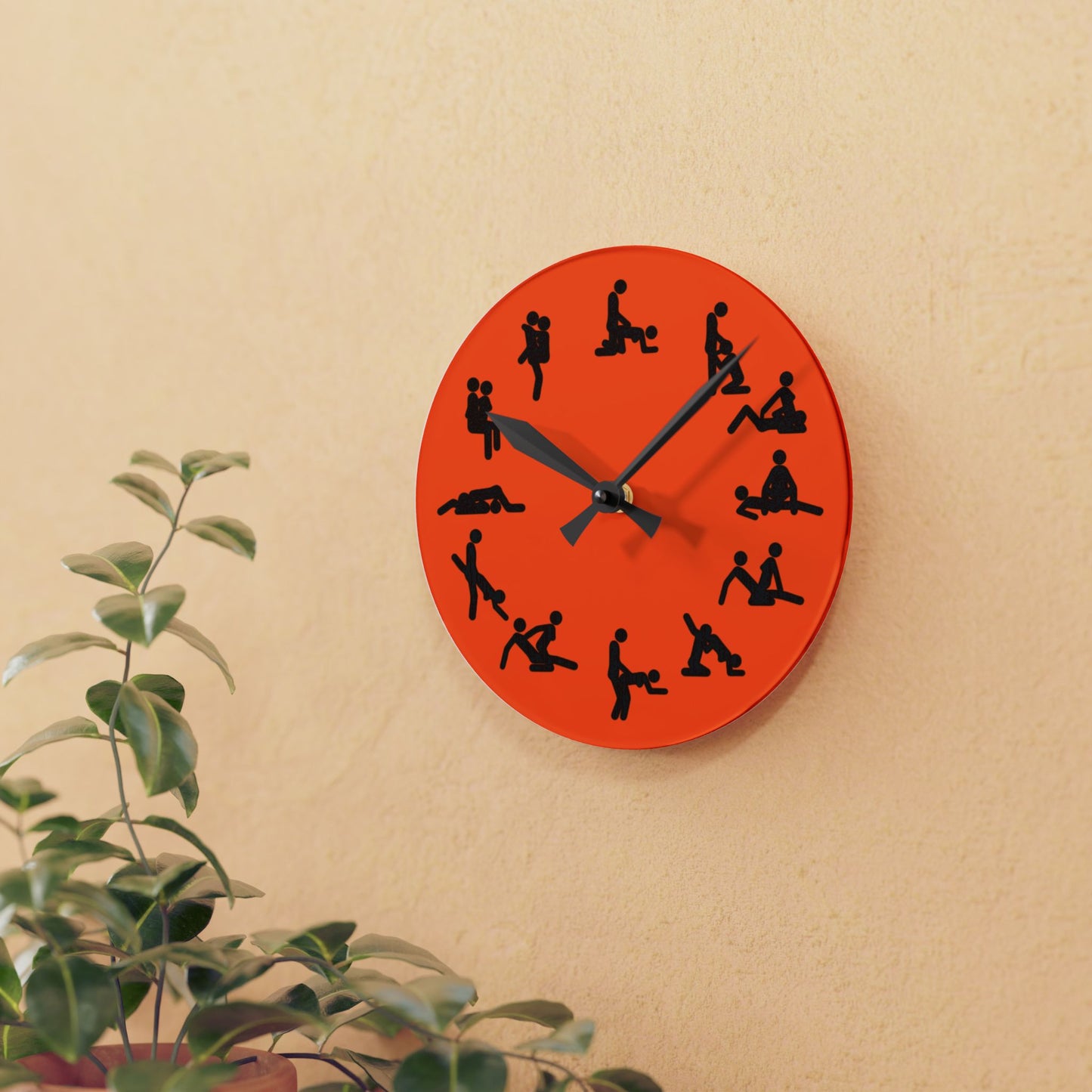 Positions Acrylic Wall Clock (Orange)