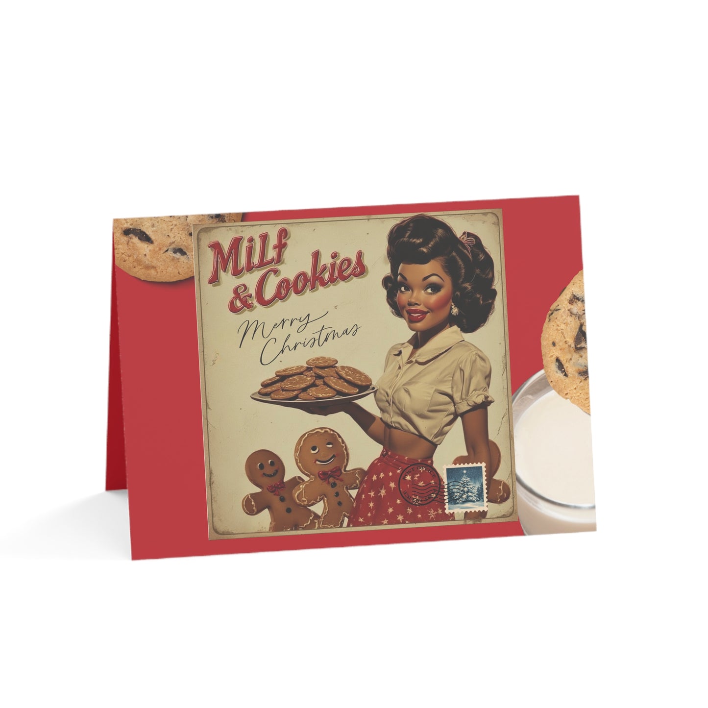 Retro 'Milf & Cookies' Holiday Greeting Card – Funny Vintage Christmas Card