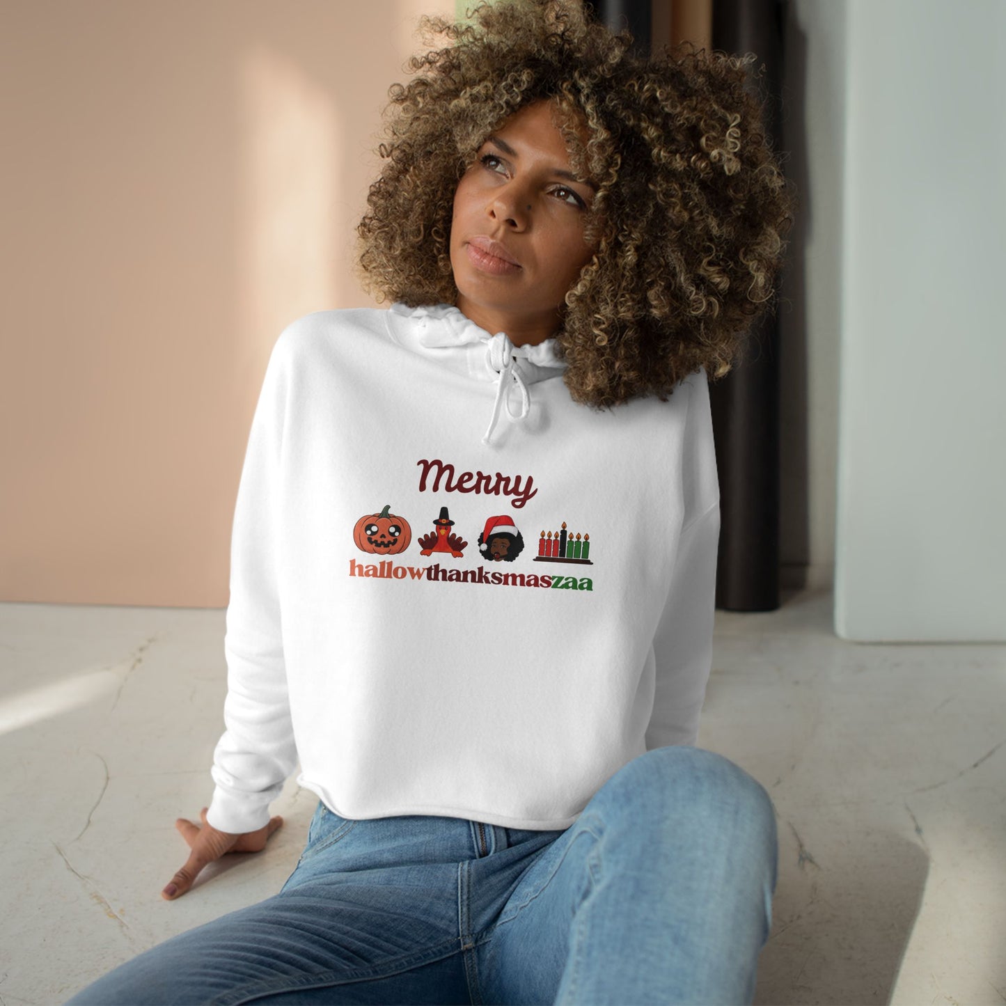 Crop Hoodie - Merry Hallowthanksmaszaa