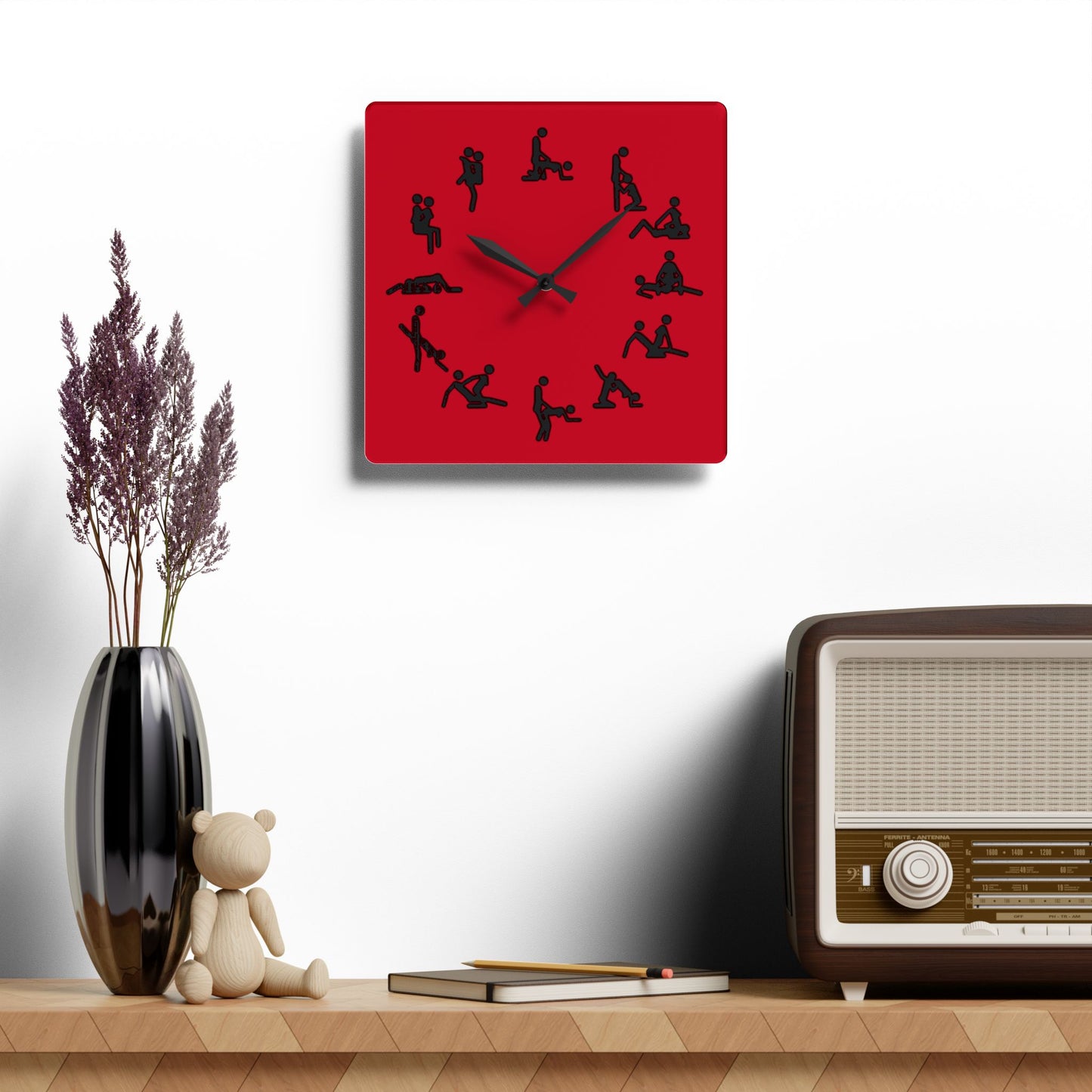 Positions Acrylic Wall Clock (Red)
