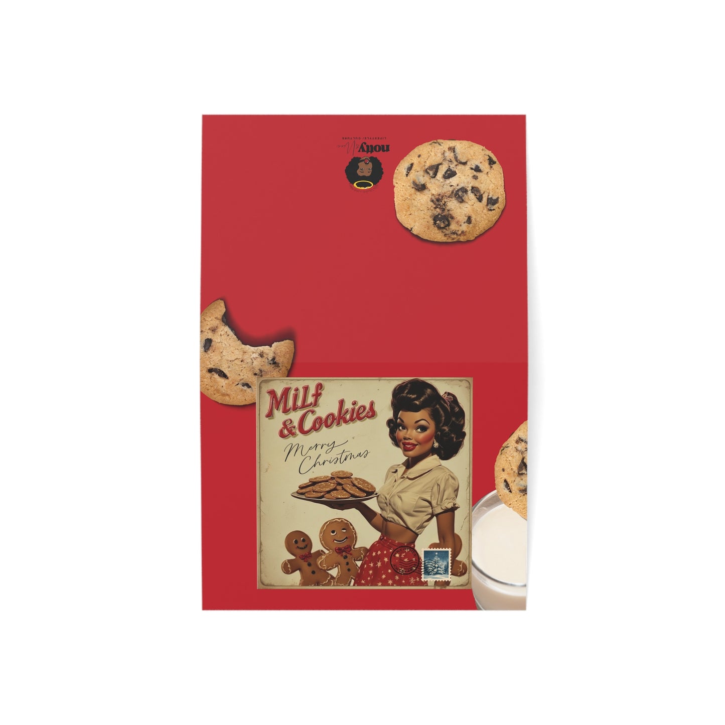 Retro 'Milf & Cookies' Holiday Greeting Card – Funny Vintage Christmas Card