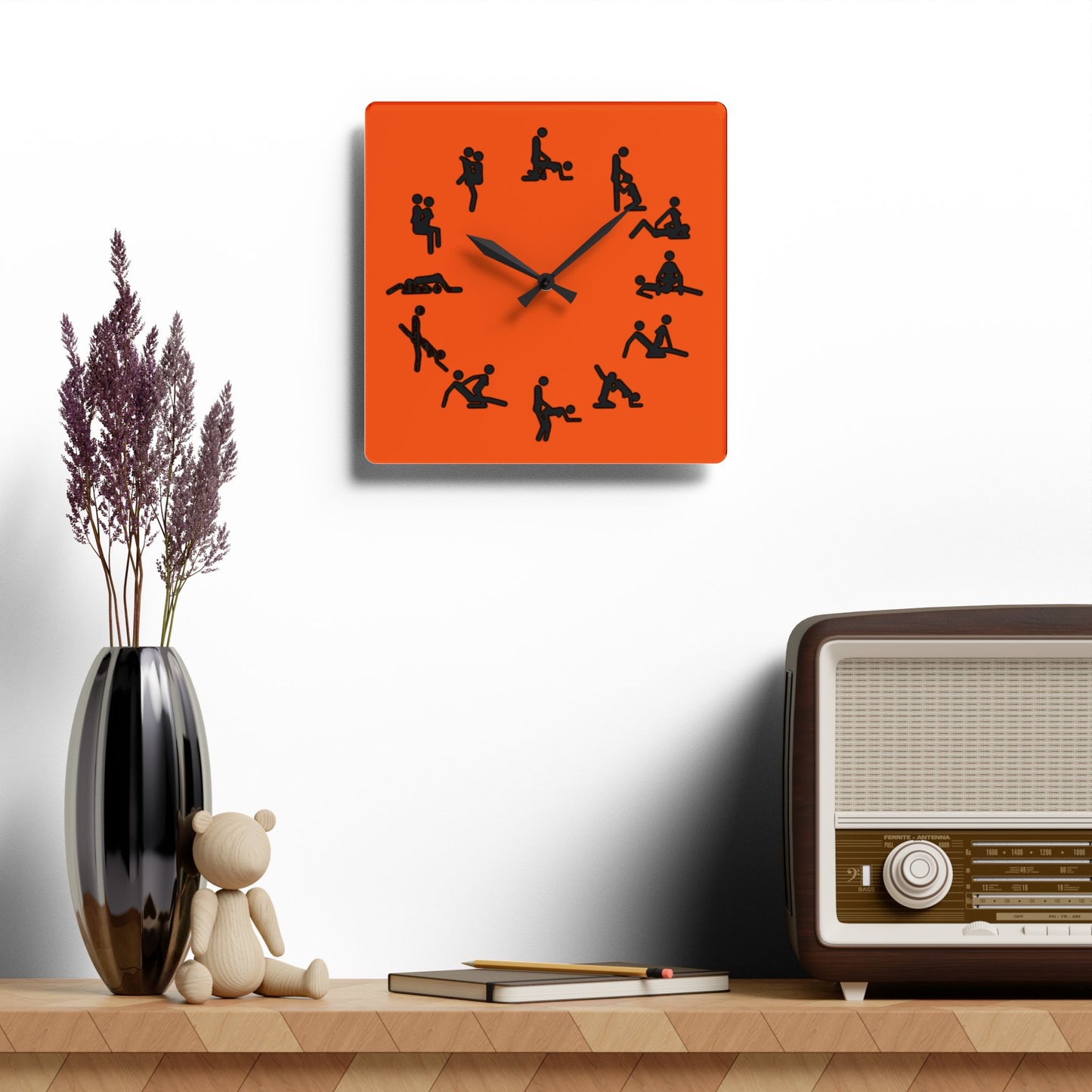 Positions Acrylic Wall Clock (Orange)