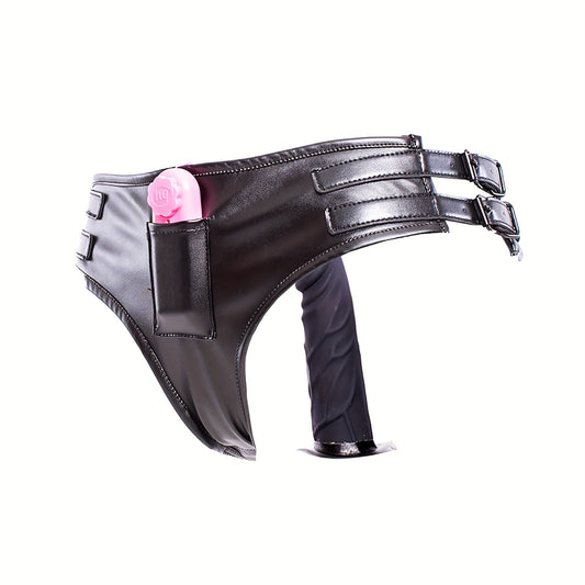 Faux Leather Panties with Silicone Dildo